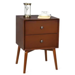 Tangkula Mid Century Nightstand Sofa End Table Bedroom Side Table With 2 Drawers -Baxton Studio Sale Shop GUEST 2d688d63 f4cf 490d b3d1 a04726e33a88