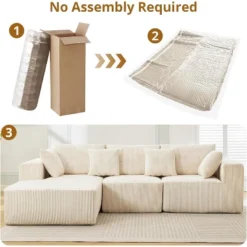 Sectional Couch Sofa, 108" Cloud Modular Modern L-Shaped Sofa With Chaise Lounge, Plush Corduroy Fabric, Sleeper Sofa, No Assembly Required 11 Sectional Couch Sofa, 108" Cloud Modular Modern L-Shaped Sofa With Chaise Lounge, Plush Corduroy Fabric, Sleeper Sofa, No Assembly Required -Baxton Studio Sale Shop GUEST 2d7c07aa 7fed 432a 8dd4 ab0f9cc99307 1