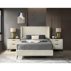 Roundhill Furniture Mavela Wide-wale Corduroy Upholstery Panel Bed With 2 Nightstands -Baxton Studio Sale Shop GUEST 2dd5e774 2c69 444d 88b5 4306e2b25e45