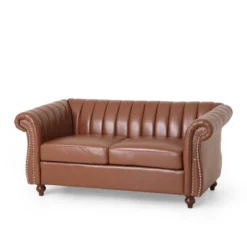 Glenmont Contemporary Channel Stitch Loveseat With Nailhead Trim - Christopher Knight Home -Baxton Studio Sale Shop GUEST 2e075eaa dd43 4bf6 b47f 209d08d9900c
