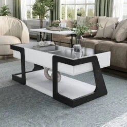 49" Castleridge Modern Lift Top Coffee Table White/Black - MiBasics: Adjustable Height, Tempered Glass, Storage Shelf 17 49" Castleridge Modern Lift Top Coffee Table White/Black - MiBasics: Adjustable Height, Tempered Glass, Storage Shelf -Baxton Studio Sale Shop GUEST 2e30829a 0a03 4687 aabf ee7d9843e11e