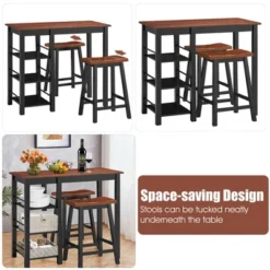 Costway 3-Piece Counter Height Dining Table Set W/2 Saddle Stools&Storage Shelves Walnut -Baxton Studio Sale Shop GUEST 2eab0bf7 88ed 479a 9d07 77f3c09cf620