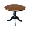 36" Round Top Pedestal Dining Table Black/Red - International Concepts