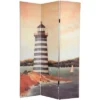 6" Double Sided Lighthouses Canvas Room Divider - Oriental Furniture