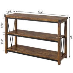 Farmhouse Entryway Table,47 Inch Narrow Long Console Table With Storage, 3 Tier Wood Console Table