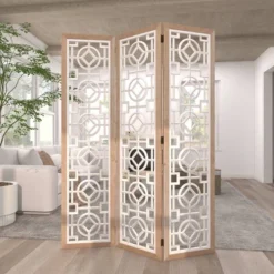 Farmhouse Wood Patterned Room Divider Screen White - Olivia & May -Baxton Studio Sale Shop GUEST 2f2d2b4b 6441 492a 9399 e30ccc389f4d