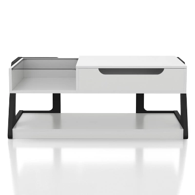 49" Castleridge Modern Lift Top Coffee Table White/Black - MiBasics: Adjustable Height, Tempered Glass, Storage Shelf 7 49" Castleridge Modern Lift Top Coffee Table White/Black - MiBasics: Adjustable Height, Tempered Glass, Storage Shelf - Image 7
