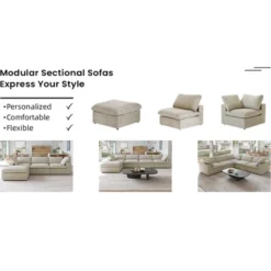 WJShome 4Piece Sectional Sofa Couch,120.45" Down Filled Cloud Modular Couch With Storage Ottoman 19 WJShome 4Piece Sectional Sofa Couch,120.45" Down Filled Cloud Modular Couch With Storage Ottoman -Baxton Studio Sale Shop GUEST 2f5f71f6 ae1a 49ea 9415 3149e90b73ac