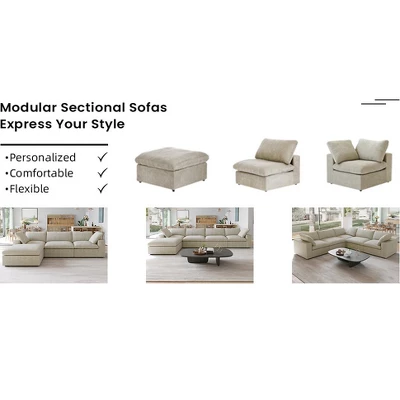 WJShome 4Piece Sectional Sofa Couch,120.45" Down Filled Cloud Modular Couch With Storage Ottoman 8 WJShome 4Piece Sectional Sofa Couch,120.45" Down Filled Cloud Modular Couch With Storage Ottoman - Image 8