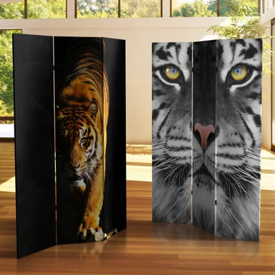 6" Double Sided Tiger Room Divider Orange - Oriental Furniture 3 6" Double Sided Tiger Room Divider Orange - Oriental Furniture - Image 3