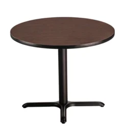 36" Round Composite Core Dining Height Dining Table Laminated Mahogany With Black Steel Base - National Public Seating