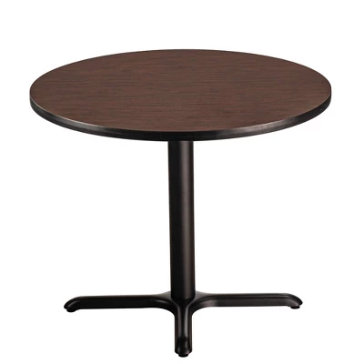 36" Round Composite Core Dining Height Dining Table Laminated Mahogany With Black Steel Base - National Public Seating 1 36" Round Composite Core Dining Height Dining Table Laminated Mahogany With Black Steel Base - National Public Seating