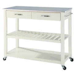 Stainless Steel Top Kitchen Cart/Island With Optional Stool Storage - Crosley -Baxton Studio Sale Shop GUEST 2fc6793d 7c91 4fcf a7c7 dcf0df7eae57