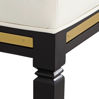 55 Downing Street Jaxon Black Wood Bar Stool 31" High Modern White Faux Leather Cushion With Footrest For Kitchen Counter Height Island Shed House 3 55 Downing Street Jaxon Black Wood Bar Stool 31" High Modern White Faux Leather Cushion With Footrest For Kitchen Counter Height Island Shed House - Image 3