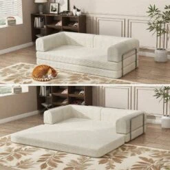 Convertible Corduroy Sleeper Sofa Bed, 3-Seater Folding Futon Couch With Fixed Frame, King Size Fold Out Floor Sofa, No Assembly Couch 16 Convertible Corduroy Sleeper Sofa Bed, 3-Seater Folding Futon Couch With Fixed Frame, King Size Fold Out Floor Sofa, No Assembly Couch -Baxton Studio Sale Shop GUEST 2fd3b7ad 090d 41f0 b639 1e61dade9b48