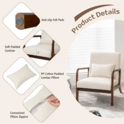 Costway Set Of 2 Accent Chairs Leisure Armchair With Rubber Wood Frame&Lumbar Pillow Gray/Beige 15 Costway Set Of 2 Accent Chairs Leisure Armchair With Rubber Wood Frame&Lumbar Pillow Gray/Beige -Baxton Studio Sale Shop GUEST 2fe98e13 533d 4469 a1d8 4aa71d4482c7