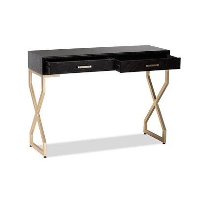 Carville Faux Leather Finished 2 Drawer Console Table Brown - Baxton Studio 9 Carville Faux Leather Finished 2 Drawer Console Table Brown - Baxton Studio - Image 9