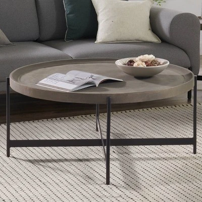 Alaterre Furniture 42" Brookline Round Coffee Table With X-Frame Metal Base 8 Alaterre Furniture 42" Brookline Round Coffee Table With X-Frame Metal Base - Image 8