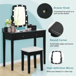 Costway Vanity Table Set With Lighted Mirror Adjustable 10 Bulbs Dresser 4 Drawer 15 Costway Vanity Table Set With Lighted Mirror Adjustable 10 Bulbs Dresser 4 Drawer -Baxton Studio Sale Shop GUEST 30006c6e 40d5 49b9 939b c58e4114d0fa