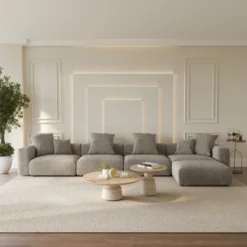 Modular Sectional Sofa Couch,L Shaped 181.1inch 5 Seater Couch,Corduroy 4 Seater With Ottoman Couches With 6 Pillows For Living Room -Baxton Studio Sale Shop GUEST 300247d7 60bb 4ccd 835c 82dd8e65bf76