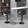 HOMCOM Adjustable Bar Stools Set Of 4, Swivel Barstools With Footrest And Back, PU Leather And Steel Round Base, For Kitchen Counter, Black