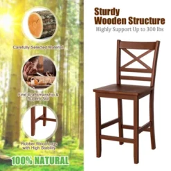 Costway Set Of 4 Bar Stools 24'' Counter Height Chairs W/ Rubber Wood Legs Walnut -Baxton Studio Sale Shop GUEST 305fd32f bc2d 4e9e 9727 2f371ed36af3