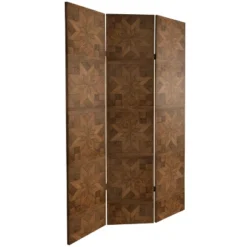 6" Double Sided Walnut Wood Pattern Canvas Room Divider Brown - Oriental Furniture -Baxton Studio Sale Shop GUEST 30a60be4 9d11 4227 9d1c 3c4600ecf702