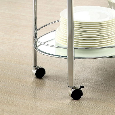 Derria Oval Mirrored Metal Frame Serving Cart - Furniture Of America 2 Derria Oval Mirrored Metal Frame Serving Cart - Furniture Of America - Image 2