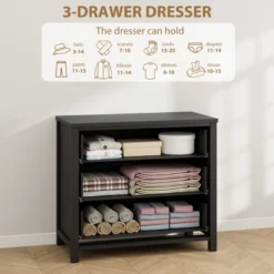 Dresser For Bedroom Rattan Chest Of Dressers 29" Tall Dresser For Closet With 3 Rattan Drawers Boho Night Stand Large