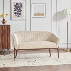 Christopher Knight Home Cheney Contemporary Channel Stitch Upholstered Loveseat With Curved Back -Baxton Studio Sale Shop GUEST 31c8d213 aa08 43ca 9353 d012129363cc