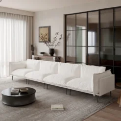 WJShome Sectional Couches For Living Room, Velvet 147" Modern 4 Seater Sofa, 8" High Metal Legs