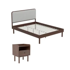 Roundhill Furniture Wyller 2-Piece Bedroom Set, Platform Bed With Nightstand, Natural Walnut, Queen 26 Roundhill Furniture Wyller 2-Piece Bedroom Set, Platform Bed With Nightstand, Natural Walnut, Queen -Baxton Studio Sale Shop GUEST 32096c3a f2fa 4f40 b77f eda1e6981816