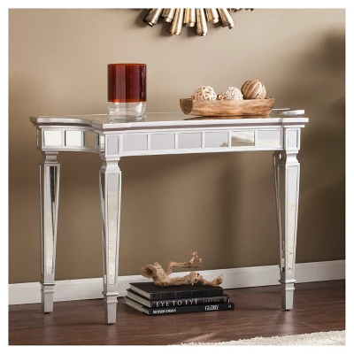 Glenrose Glam Mirrored Console Table - Matte Silver - Aiden Lane 1 Glenrose Glam Mirrored Console Table - Matte Silver - Aiden Lane