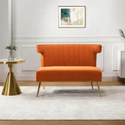 Cadmus 46" Modern Velvet Armless Loveseat With Channel-tufted Wingback For Living Room And Drawing Room| KARAT HOME -Baxton Studio Sale Shop GUEST 32b1da6d 7fec 45ca 8dd1 bc03eaa8240e