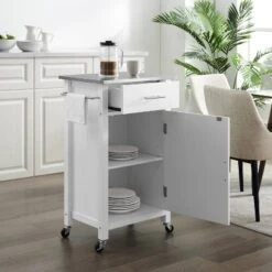 Savannah Stainless Steel Top Compact Kitchen Island Cart White - Crosley -Baxton Studio Sale Shop GUEST 32be73e6 db33 4ada 9532 18bdaeef1d01
