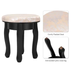 Costway Vanity Table Makeup Table Cushioned Mirror 5 Drawers Black 10 Costway Vanity Table Makeup Table Cushioned Mirror 5 Drawers Black -Baxton Studio Sale Shop GUEST 331074cf 79cb 4e02 a4ef 1f2c5fe7b616