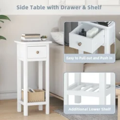 Costway 2 Tier End Bedside Sofa Side Table With Drawer Shelf Acacia Wood Nightstand White 10 Costway 2 Tier End Bedside Sofa Side Table With Drawer Shelf Acacia Wood Nightstand White -Baxton Studio Sale Shop GUEST 332a4048 44cc 43e5 82f1 d7c4b2bd3c16