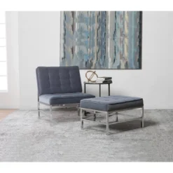 Ashlar Velvet Tufted Ottoman Blue Dusk - Studio Designs Home -Baxton Studio Sale Shop GUEST 3339e9f5 d8bf 49bb b74d 29b140fa5404