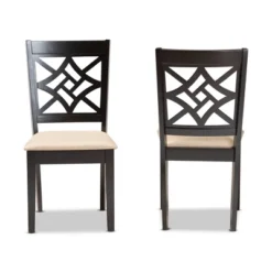 2pc Nicolette Fabric And Wood Dining Chairs Set - Baxton Studio