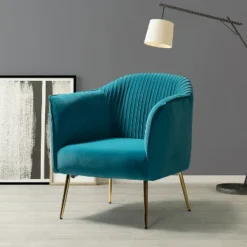 Velvet Barrel Chair With Goden Base Contemporary And Classic Velvet Accent Chair For Living Room | Karat Home -Baxton Studio Sale Shop GUEST 337793fa 5235 48fb abb0 378f34562bdc