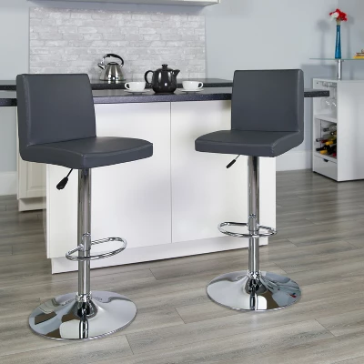 Emma And Oliver 2 Pack Contemporary Vinyl Adjustable Height Barstool With Panel Back And Chrome Base 1 Emma And Oliver 2 Pack Contemporary Vinyl Adjustable Height Barstool With Panel Back And Chrome Base