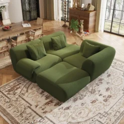 SYFERLORY 116.5" L-Shaped Modular Sectional Sofa 3 Seater Oversized Sectional Sofa For Living Room，Green -Baxton Studio Sale Shop GUEST 3386cd56 67d8 498e af56 055c15f7dd27