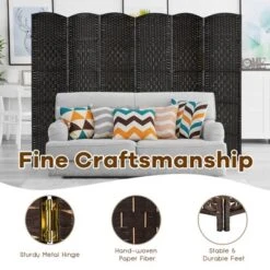 Costway 6-Panel Room Divider 6Ft Weave Fiber Folding Privacy Screen BrownBlack -Baxton Studio Sale Shop GUEST 3397eb21 da31 417c b647 290061dd788c