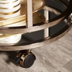 Bartram Oval Bar Cart Champagne Gold - Inspire Q -Baxton Studio Sale Shop GUEST 33eb9254 bfa1 4020 980c eaf784013ecc