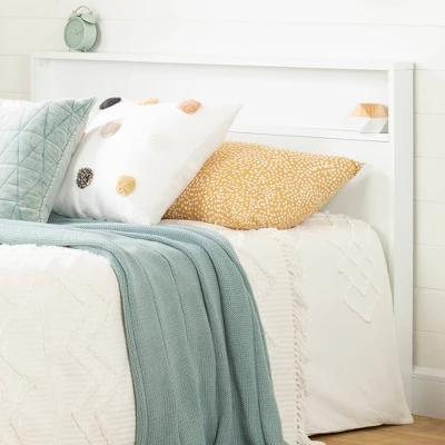 Full/Queen Kanagane Headboard With Shelf Pure White - South Shore 1 Full/Queen Kanagane Headboard With Shelf Pure White - South Shore