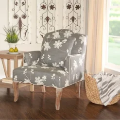 Floral Upholstered Armchair - Gray - Linon -Baxton Studio Sale Shop GUEST 34344341 bcef 426c b116 b4c759448f80