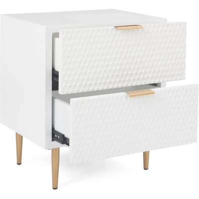 Jolie 2 Drawer Side Table White - Adore Decor 4 Jolie 2 Drawer Side Table White - Adore Decor - Image 4