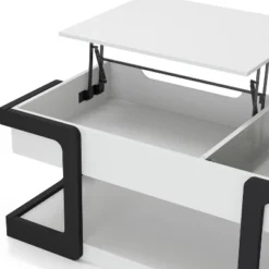 49" Castleridge Modern Lift Top Coffee Table White/Black - MiBasics: Adjustable Height, Tempered Glass, Storage Shelf 26 49" Castleridge Modern Lift Top Coffee Table White/Black - MiBasics: Adjustable Height, Tempered Glass, Storage Shelf -Baxton Studio Sale Shop GUEST 344c5080 5ce5 48a5 8970 3281d2e3f005