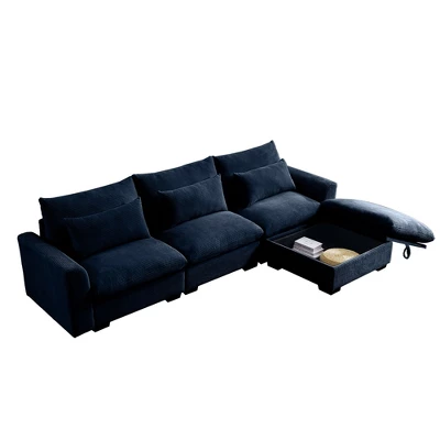 NicBex Couches For Living Room 3-Seater Sofa Sectional Couch Corduroy L-Shaped Upholstered Sofa With 3 Waist Pillows And Storage Footstool 3 NicBex Couches For Living Room 3-Seater Sofa Sectional Couch Corduroy L-Shaped Upholstered Sofa With 3 Waist Pillows And Storage Footstool - Image 3