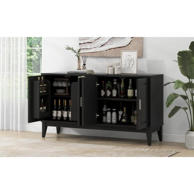 60" Large Kitchen Buffet Cabinet, Farmhouse Sideboard Buffet Table With Storage Door Shelf, Wood Coffee Bar Cabinet For Kitchen Dining Living Room 11 60" Large Kitchen Buffet Cabinet, Farmhouse Sideboard Buffet Table With Storage Door Shelf, Wood Coffee Bar Cabinet For Kitchen Dining Living Room - Image 11